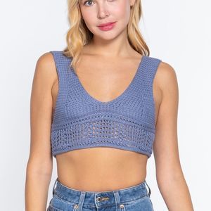 Textured Crop Sweater Tank Top